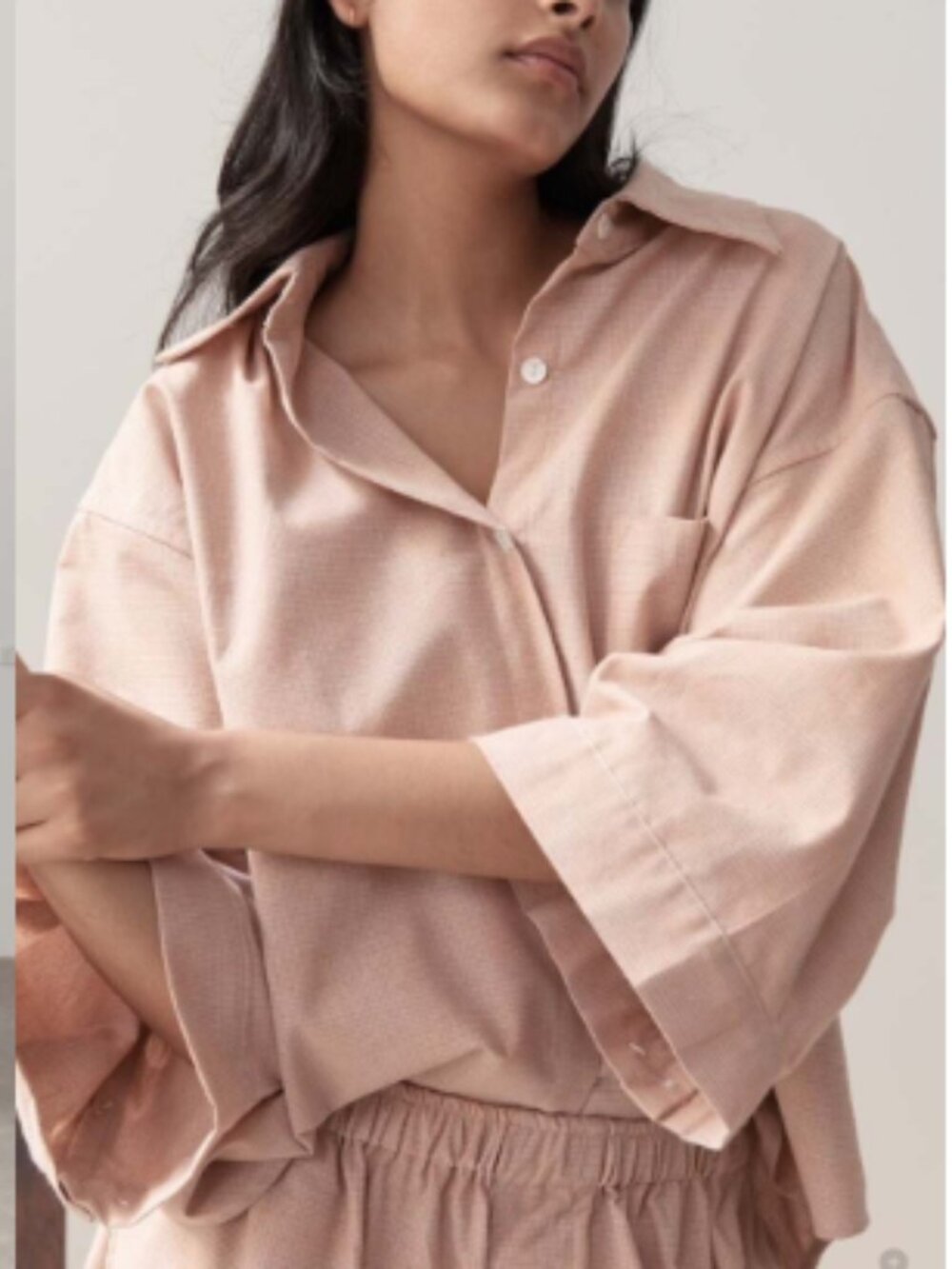 New Deiji Studios 03 Linen Pajama Top in Mandarin Check SZ XL